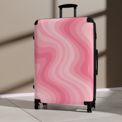 Fun Stylish Carry-On Suitcase - Vibrant Pink Waves Design, Travel Essentials for Adventurers, Gifts for Travelers, Vacation Must-Have, Travel With Style