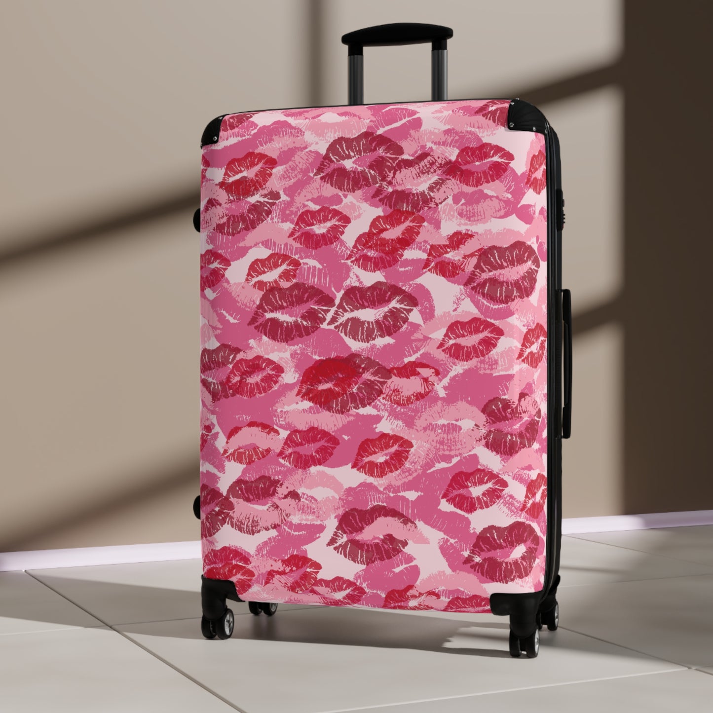 Stylish Suitcase with Lipstick Print | Perfect for Travel, Gifts, Valentine's Day, Weekend Getaways, Fashionable Luggage