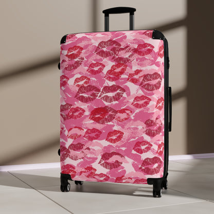 Stylish Suitcase with Lipstick Print | Perfect for Travel, Gifts, Valentine's Day, Weekend Getaways, Fashionable Luggage