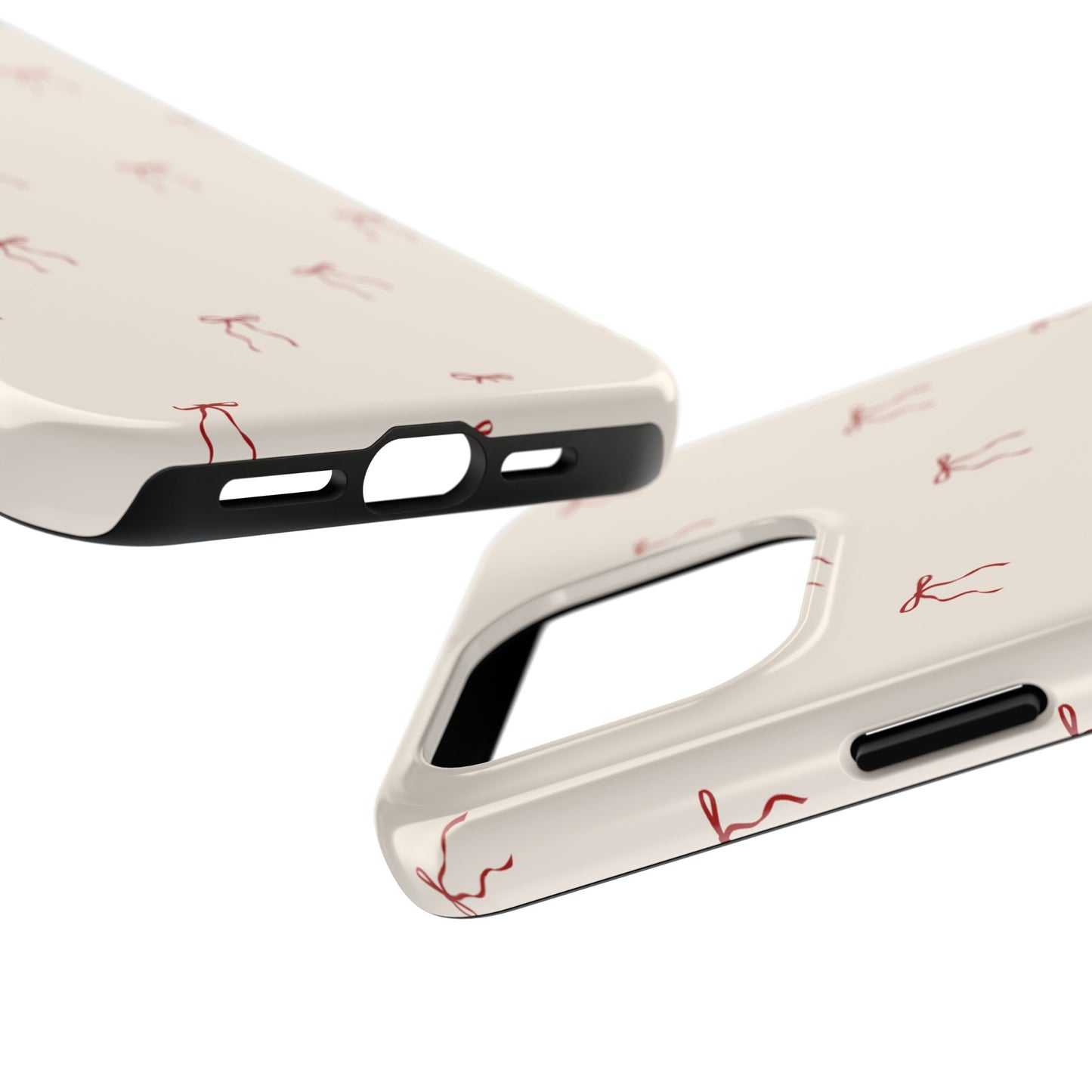 Ribbon Cute Bow Pattern Tough Phone Cases, Bow Phone Cover, Stylish Phone Protectors, Gift for Girls, Trendy Tech Accessories