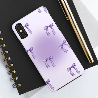 Purple Chic Bow Pattern Phone Case - Stylish Protection for All Occasions