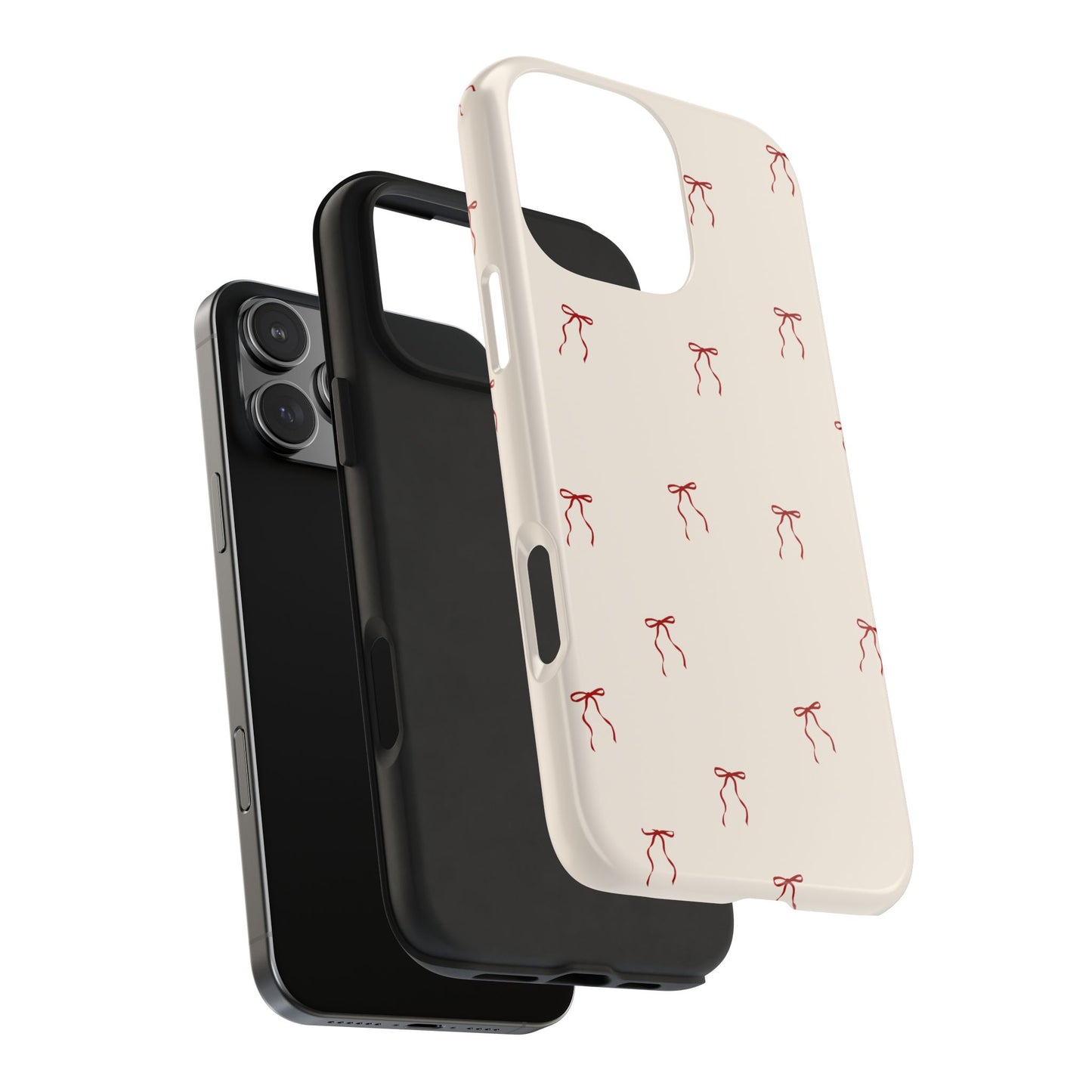 Ribbon Cute Bow Pattern Tough Phone Cases, Bow Phone Cover, Stylish Phone Protectors, Gift for Girls, Trendy Tech Accessories