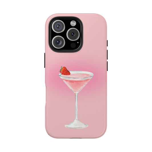 Cute Cocktail Phone Cases, Berry Pink Tough Phone Cover, Fun Gift for Friends, Perfect for Parties, Summer Vibes, Blur design