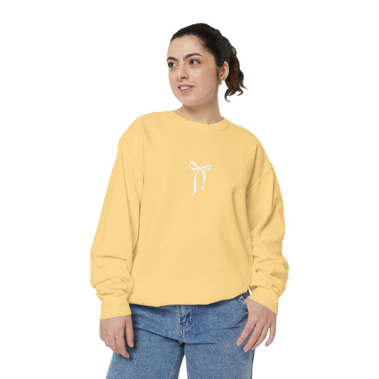 Z Cozy Unisex Garment-Dyed Sweatshirt with White Bow Design