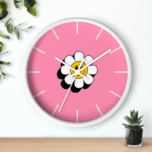 Elegant Cheerful Daisy Wall Clock, Bright Pink Floral Home Decor, Unique Gift for Flower Lovers, Preppy Clock, Happy Accent for Any Room