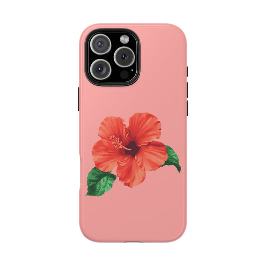 Matching Tropical Floral Phone Case, Peach Hibiscus Tough Case, Summer Accessory, Gift for Her, Beach Vibe, Durable Phone Cover