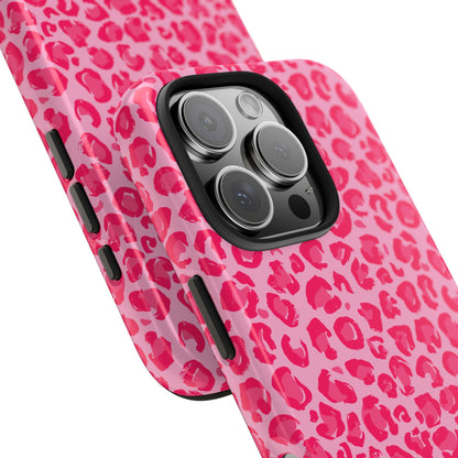 Pink Leopard Print Tough Phone Cases, Y2k Stylish Protection, Gifts for Her, Trendy Phone Accessories, Animal Print Lovers, Durable Cases