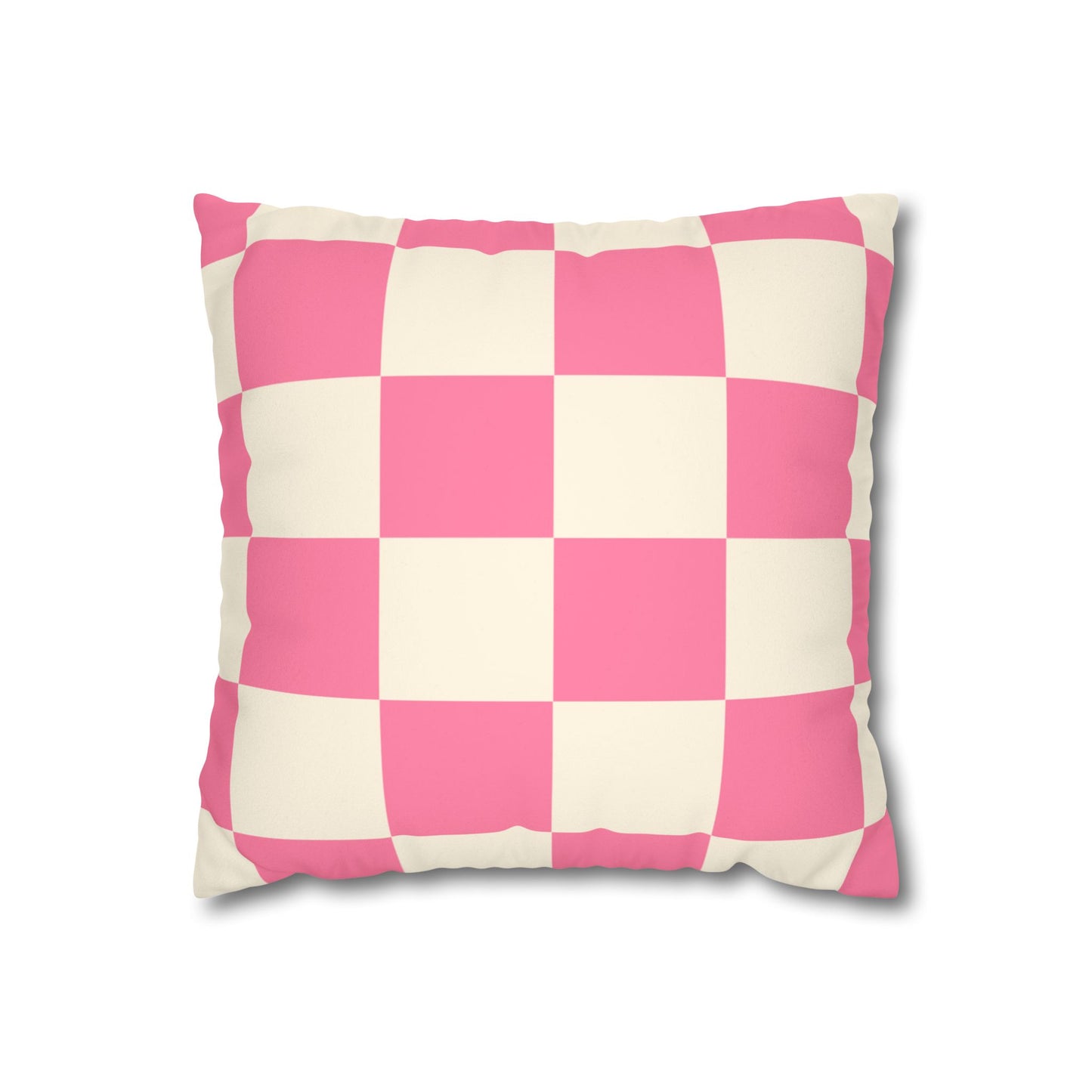 Vibrant Chic Pink Checker Pillowcase | Faux Suede Decorative Cushion Cover for Home Decor, Gift, Cozy Living Spaces, Stylish Bedroom
