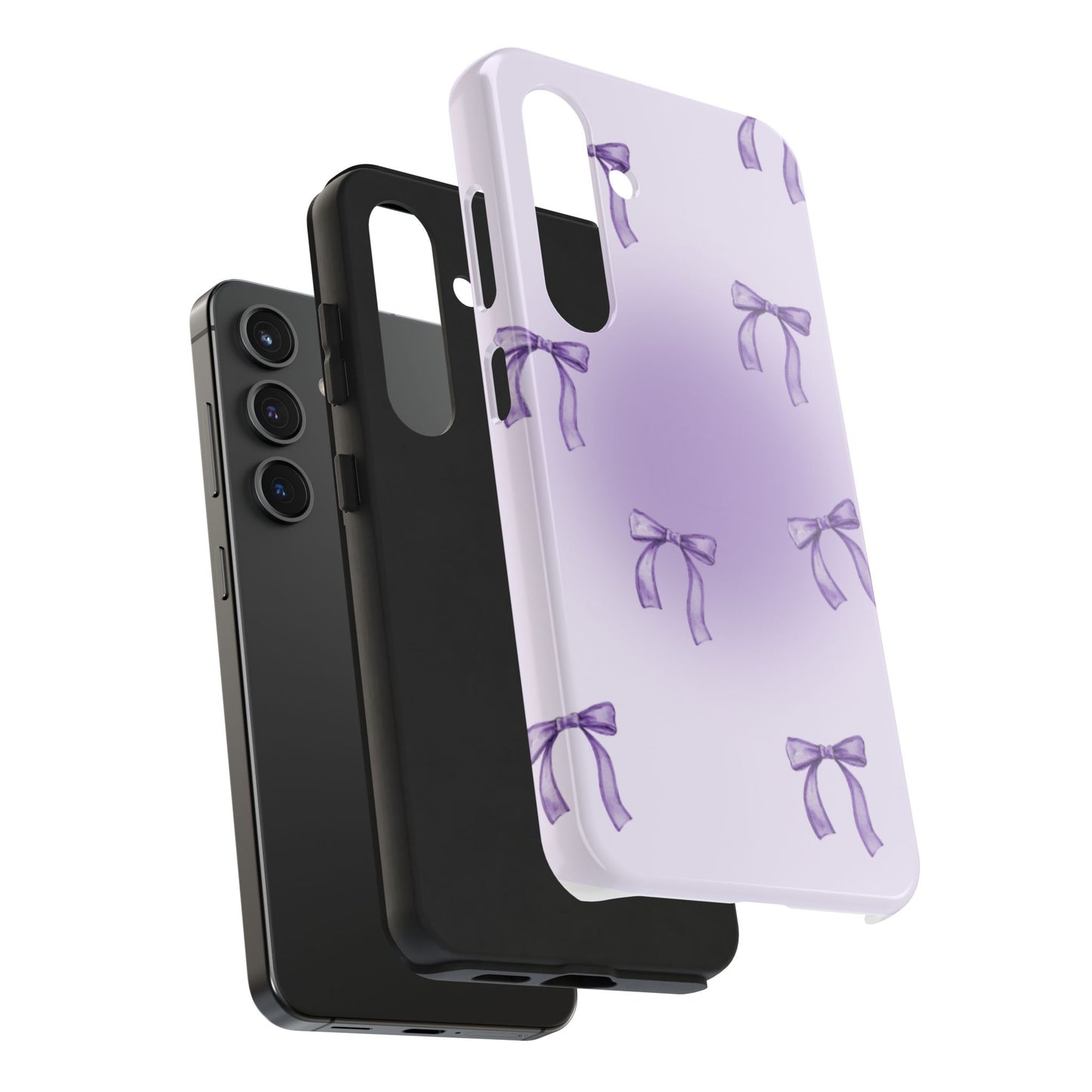Purple Chic Bow Pattern Phone Case - Stylish Protection for All Occasions