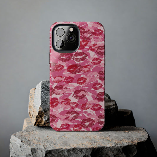 Cute Lipstick Stain Print Phone Case - Tough Phone Covers for Her, Lipstick Design, Cute Gift, Valentine’s Day, Stylish Protection