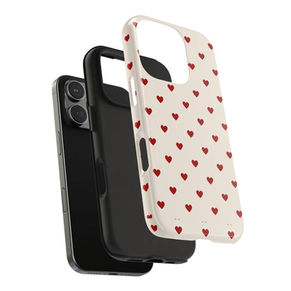 Cute Heart Print Tough Phone Case - Durable Protection for Valentine's Day & Everyday Love