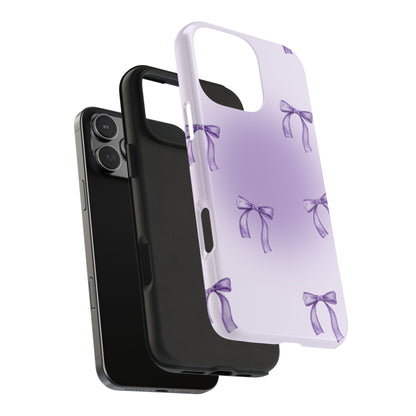 Purple Chic Bow Pattern Phone Case - Stylish Protection for All Occasions