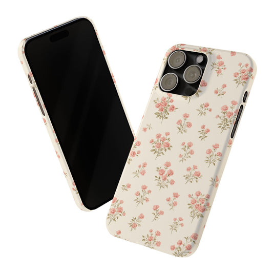 Q Floral Slim Phone Case - Vintage Rose Design for Stylish Protection