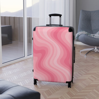 Fun Stylish Carry-On Suitcase - Vibrant Pink Waves Design, Travel Essentials for Adventurers, Gifts for Travelers, Vacation Must-Have, Travel With Style