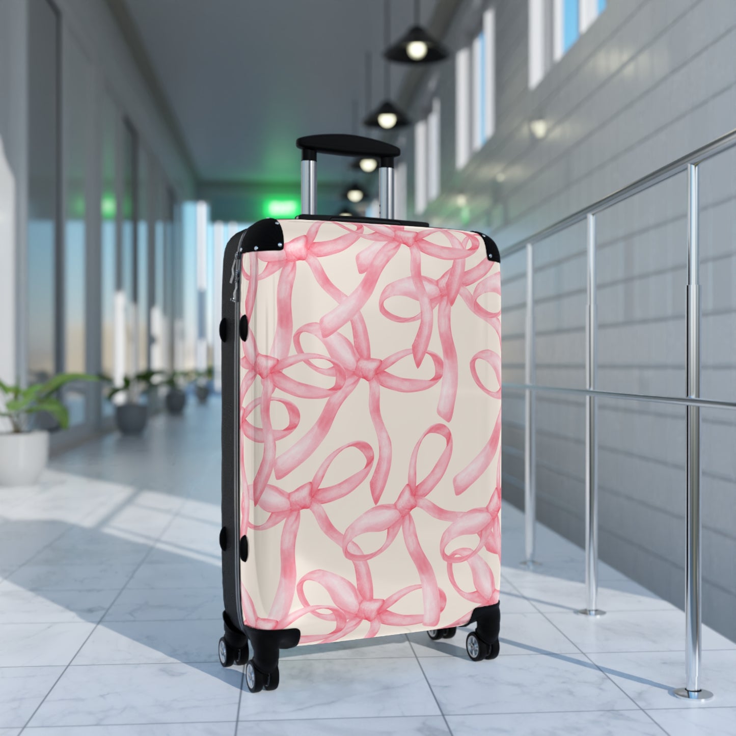 Stylish Travel Suitcase with Pink Bow Design | Luggage for Adventurers, Lightweight Carry-On, Gift for Travelers, Holiday Travel