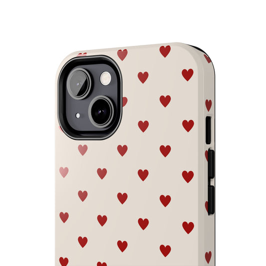 Cute Heart Print Tough Phone Case - Durable Protection for Valentine's Day & Everyday Love