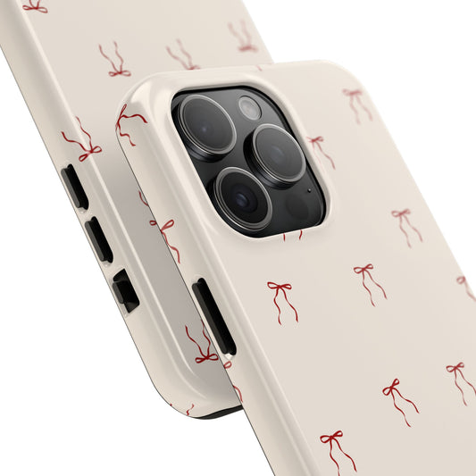 Ribbon Cute Bow Pattern Tough Phone Cases, Bow Phone Cover, Stylish Phone Protectors, Gift for Girls, Trendy Tech Accessories