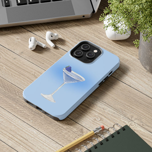 Vibrant Elegant Blue Cocktail Phone Case, Custom Phone Cover, Gift for Her, Trendy Phone Accessories, Unique Birthday Present, Summer Vibes