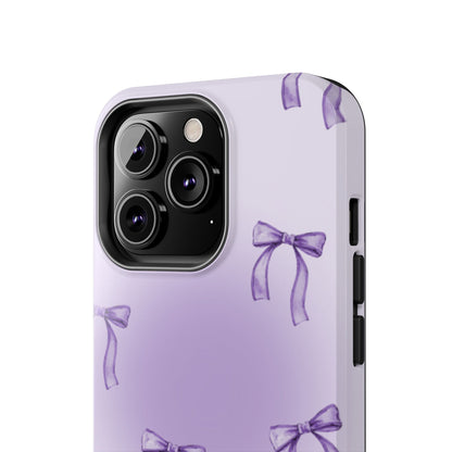 Purple Chic Bow Pattern Phone Case - Stylish Protection for All Occasions