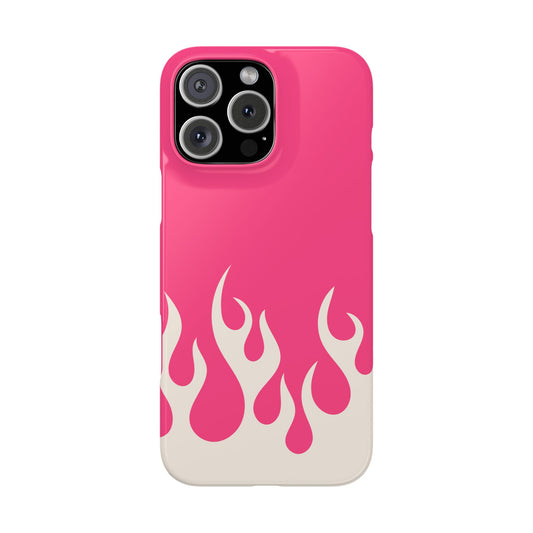 Durable Stylish Slim Phone Case with Flame Design, Hot Pink Phone Cover, Trendy Smartphone Accessory, Unique Gift Idea for Her, Festival Must-Have