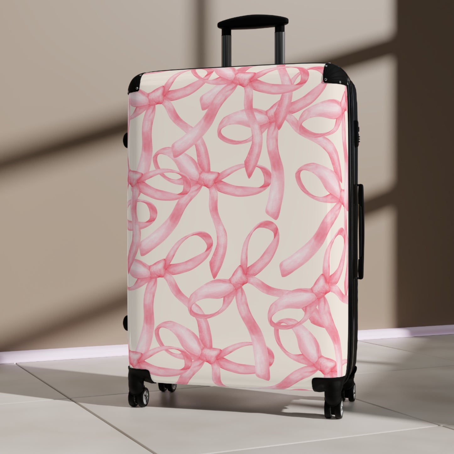 Stylish Travel Suitcase with Pink Bow Design | Luggage for Adventurers, Lightweight Carry-On, Gift for Travelers, Holiday Travel
