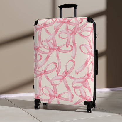 Stylish Travel Suitcase with Pink Bow Design | Luggage for Adventurers, Lightweight Carry-On, Gift for Travelers, Holiday Travel