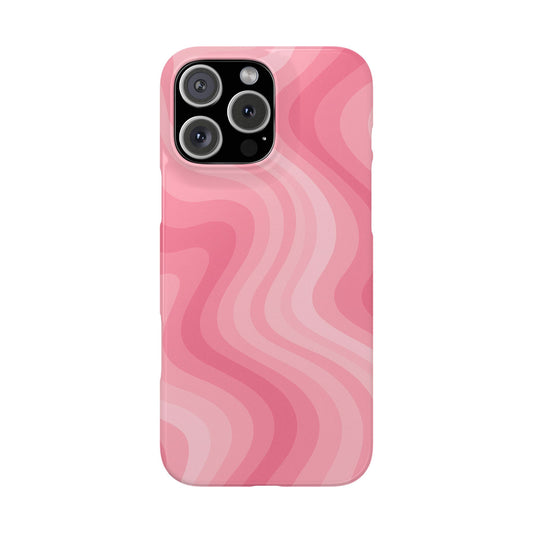 A Stylish Slim Phone Cases with Pink Waves Design, Trendy Accessories for Women, Unique Gifts for Birthdays, Valentine's Day, Chic Tech Covers