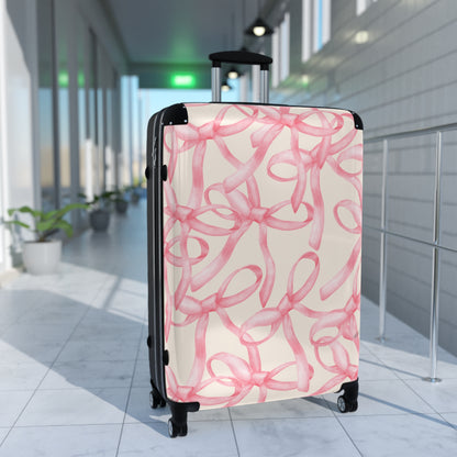 Stylish Travel Suitcase with Pink Bow Design | Luggage for Adventurers, Lightweight Carry-On, Gift for Travelers, Holiday Travel
