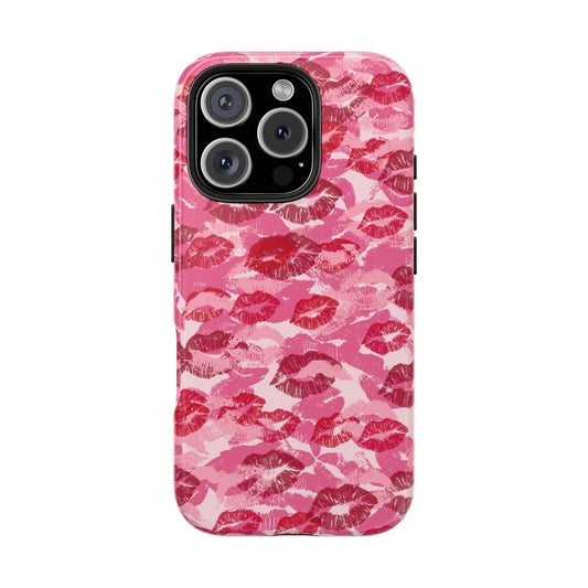 Cute Lipstick Stain Print Phone Case - Tough Phone Covers for Her, Lipstick Design, Cute Gift, Valentine’s Day, Stylish Protection