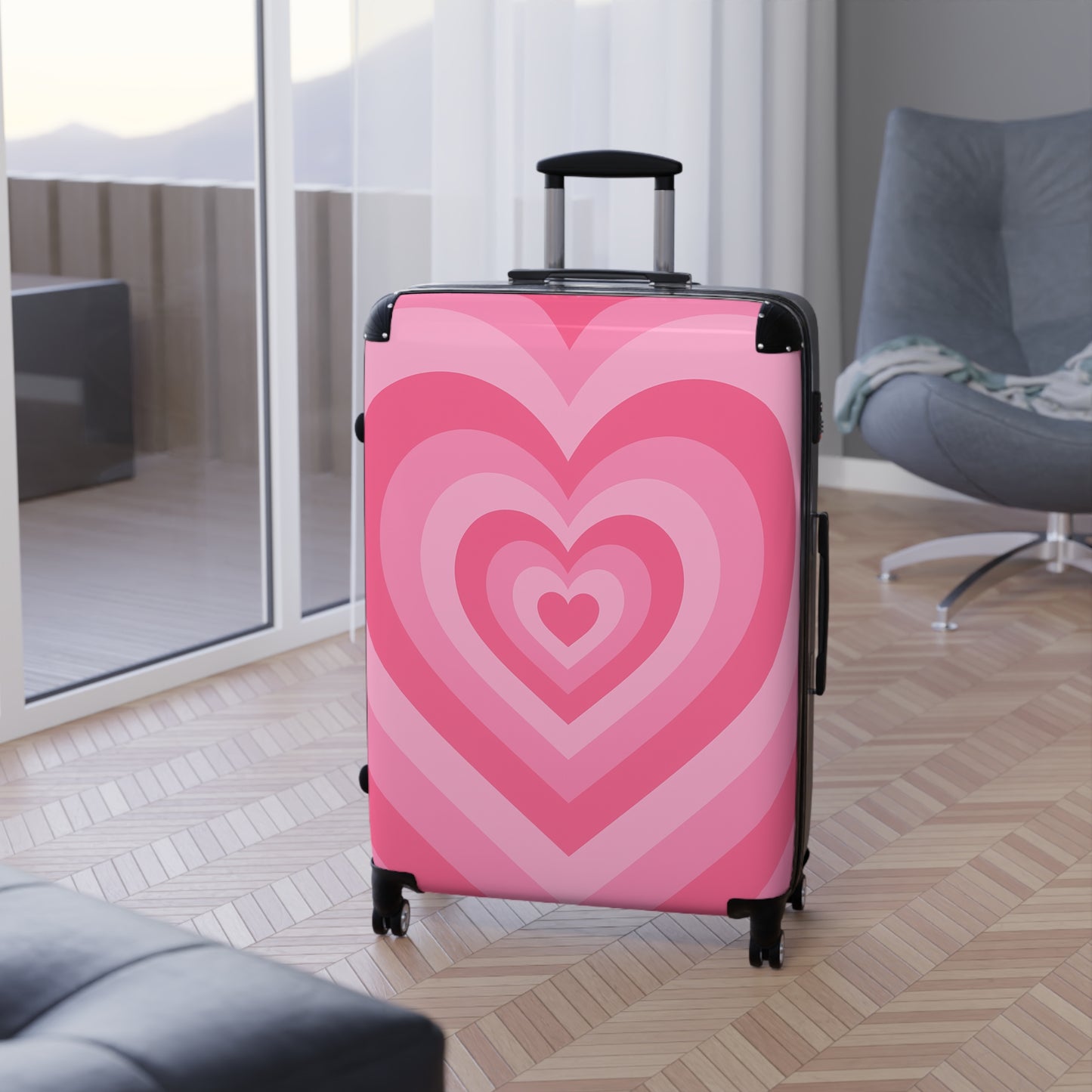 Heart Pattern Carry-On Luggage - Cute Travel Suitcase, Valentines Day Gift, Love Themed Baggage, Stylish Travel Accessory, Heart Design Bag