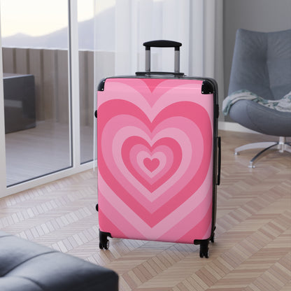 Heart Pattern Carry-On Luggage - Cute Travel Suitcase, Valentines Day Gift, Love Themed Baggage, Stylish Travel Accessory, Heart Design Bag
