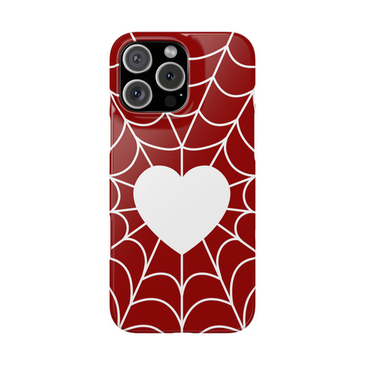 Spiderweb Heart Slim Phone Cases, Cute Phone Accessories, Valentine's Gift, Trendy Phone Cover, Romantic Tech Gadget