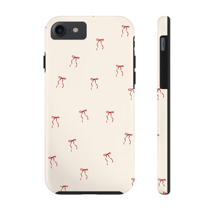 Ribbon Cute Bow Pattern Tough Phone Cases, Bow Phone Cover, Stylish Phone Protectors, Gift for Girls, Trendy Tech Accessories