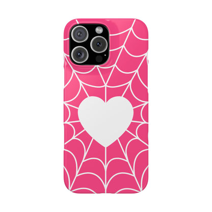 Charming Spiderweb Heart Phone Case | Cute Slim Cases for Girls, Valentines, Gifts, Stylish Accessories, Fun Decor
