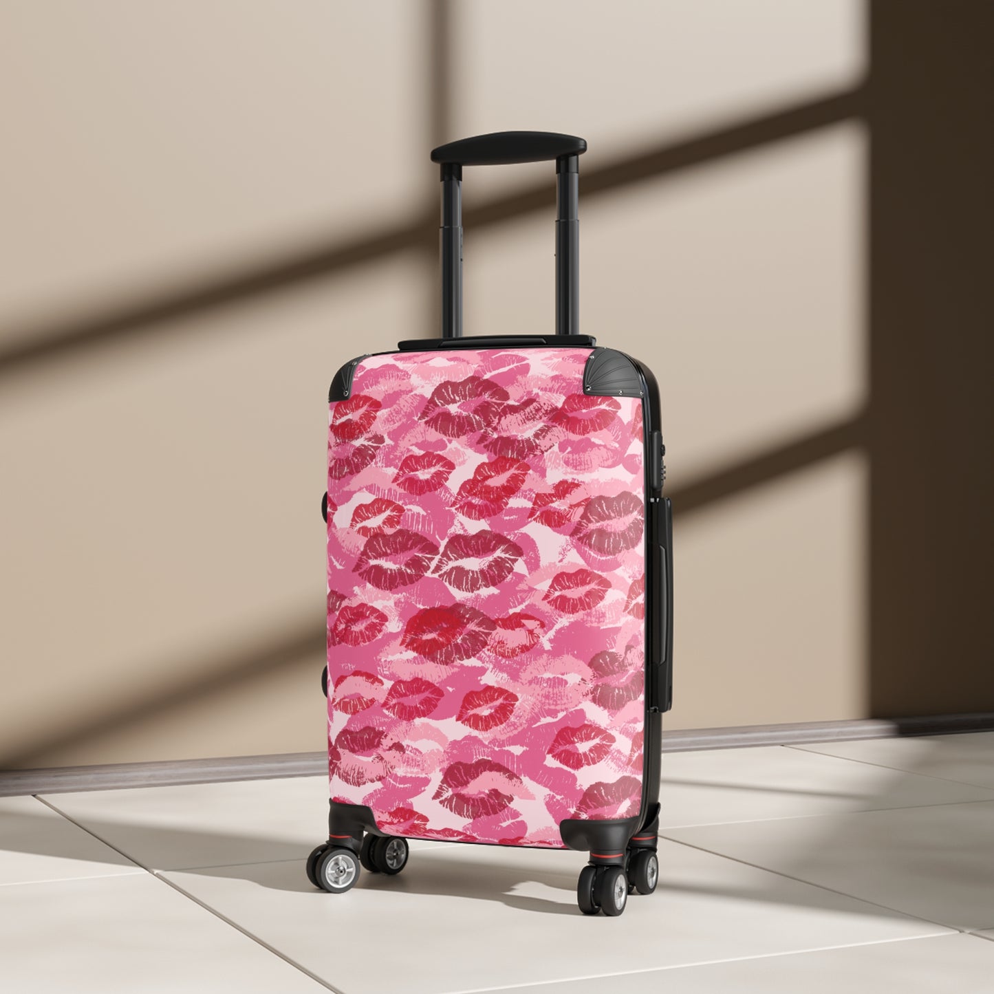 Stylish Suitcase with Lipstick Print | Perfect for Travel, Gifts, Valentine's Day, Weekend Getaways, Fashionable Luggage