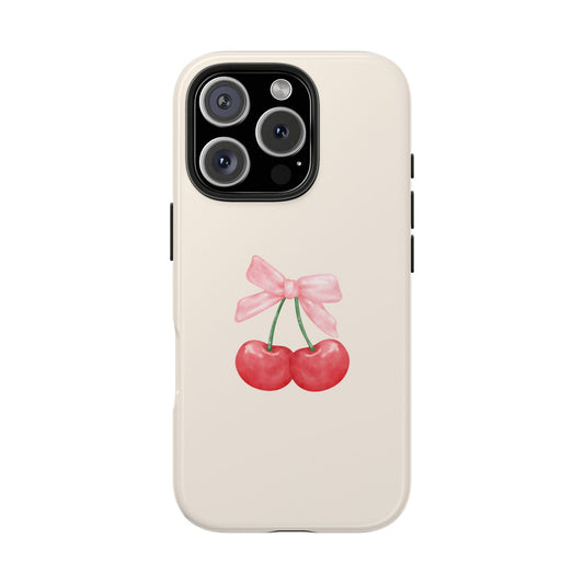 Watercolor Chic Cherry Phone Case, Tough iPhone Case, Kawaii Cute Cherry Design, Gift for Her, Aesthetic Phone Cover, Spring Accessory