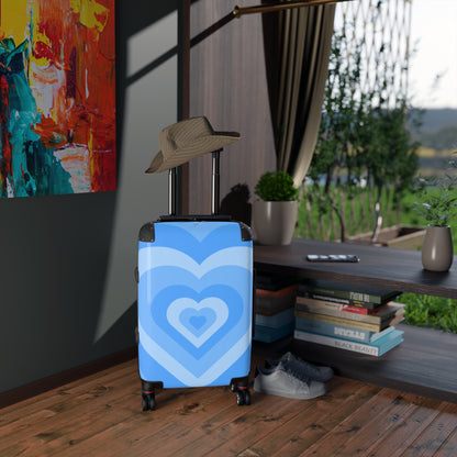 Heart-Patterned Blue Suitcase - Travel Luggage with Blue Hearts, Perfect for Adventures, Gifts for Travelers, Holiday Travel, Fun Getaways