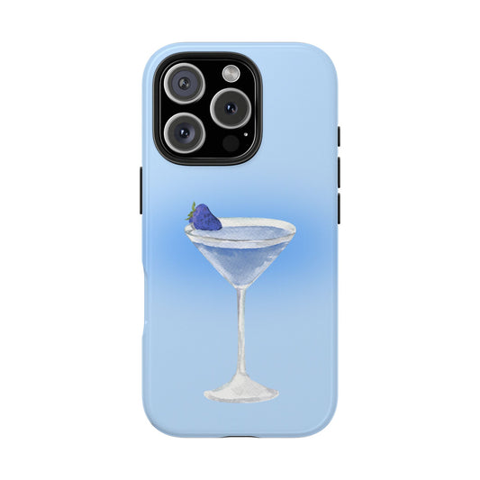Vibrant Elegant Blue Cocktail Phone Case, Custom Phone Cover, Gift for Her, Trendy Phone Accessories, Unique Birthday Present, Summer Vibes