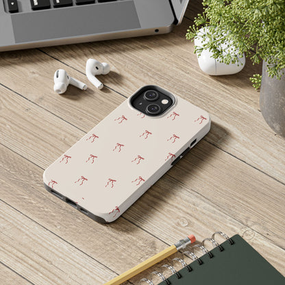 Ribbon Cute Bow Pattern Tough Phone Cases, Bow Phone Cover, Stylish Phone Protectors, Gift for Girls, Trendy Tech Accessories