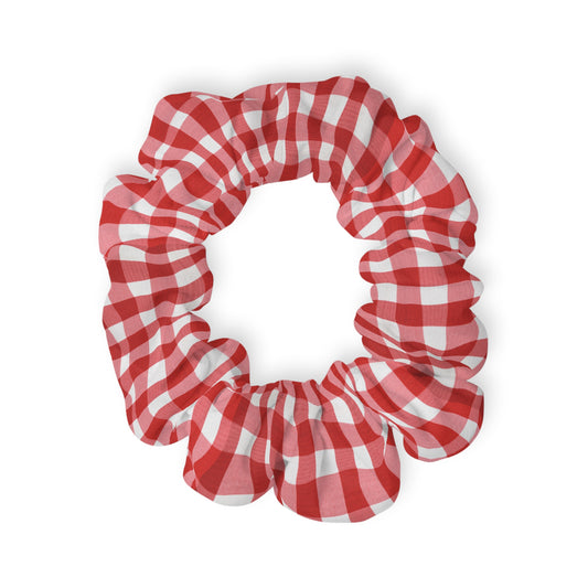 Red Gingham Scrunchie - Plaid Hair Tie for Casual, Picnic & Summer Styles