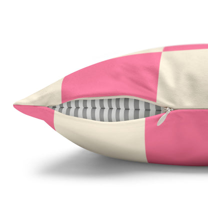 Vibrant Chic Pink Checker Pillowcase | Faux Suede Decorative Cushion Cover for Home Decor, Gift, Cozy Living Spaces, Stylish Bedroom