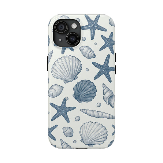 Z Coastal Shells Tough Phone Case - Nautical Design for Ocean Lovers