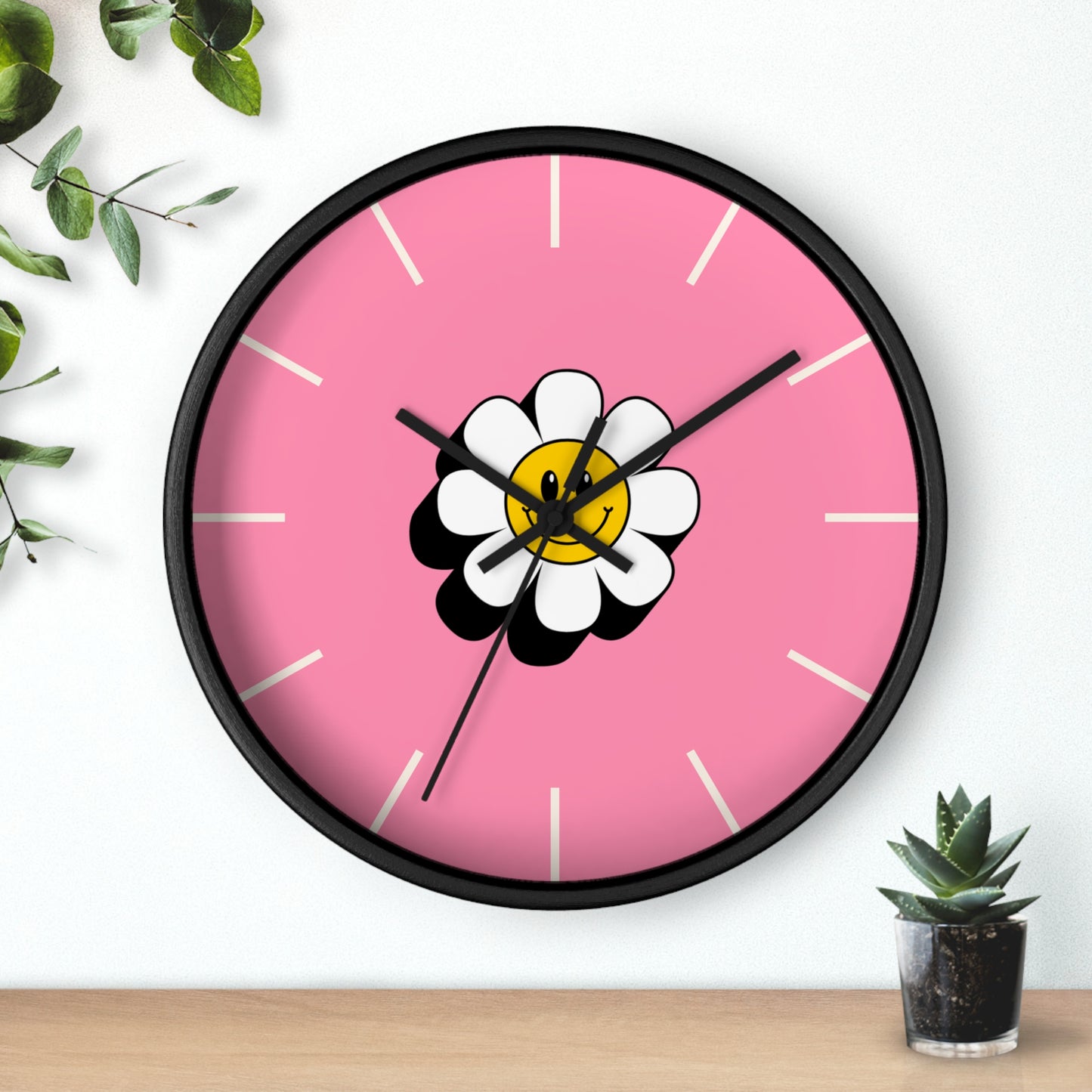 Elegant Cheerful Daisy Wall Clock, Bright Pink Floral Home Decor, Unique Gift for Flower Lovers, Preppy Clock, Happy Accent for Any Room