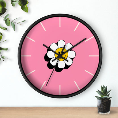 Elegant Cheerful Daisy Wall Clock, Bright Pink Floral Home Decor, Unique Gift for Flower Lovers, Preppy Clock, Happy Accent for Any Room