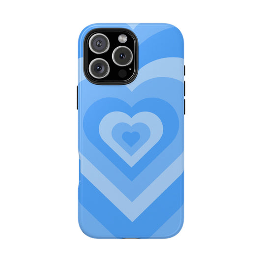 Heart Pattern Blue Tough Phone Cases, Cute Phone Accessories, Durable Cases for Protection, Gift for Her, Valentine's Day