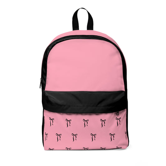 I Fun Chic Pink Bow Pattern Unisex Classic Backpack - Stylish & Functional Everyday Carry
