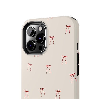 Ribbon Cute Bow Pattern Tough Phone Cases, Bow Phone Cover, Stylish Phone Protectors, Gift for Girls, Trendy Tech Accessories