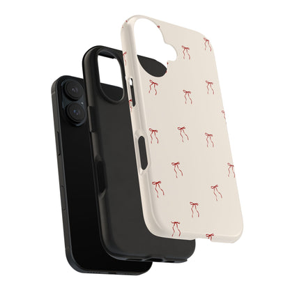 Ribbon Cute Bow Pattern Tough Phone Cases, Bow Phone Cover, Stylish Phone Protectors, Gift for Girls, Trendy Tech Accessories