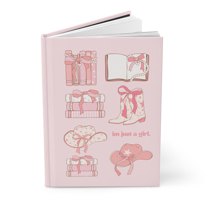 Cute Pink Hardcover Journal - 'I'm Just a Girl' Design