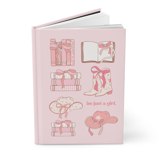 Cute Pink Hardcover Journal - 'I'm Just a Girl' Design